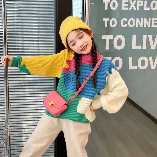 

pullover kids toddler patchwork knit sweaters for girls cute o neck sweater jacket coat 2-12 years children autumn winter sweaters hkd23071, Blue