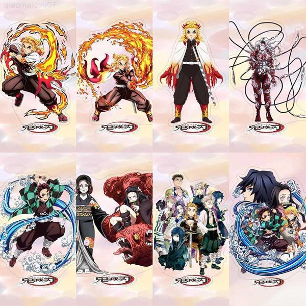

key rings uzui tengen action demon slayer anime figure acrylic stand model toy decoration collection rengoku kyoujurou gifts keychain l23071, Slivery;golden
