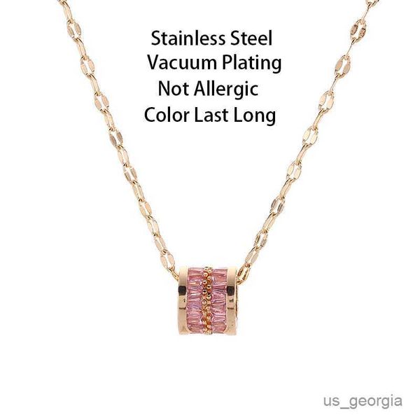 

pendant necklaces fashion sweet lucky crystal pendant necklace for women cute ladies wedding jewelry female stainless steel neck chain r2307, Silver