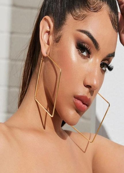

european and american fashion alloy korean big brands exaggerated nightclub square big circle earrings for women pendant jewelry w7085160, Golden