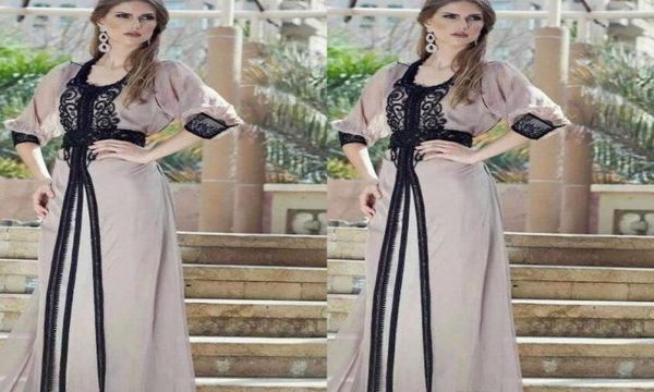

vintage black lace dresses kaftan arabic jalabiya moroccan dubai muslim 2019 abaya in dubai long prom maxi evening dress robe marr6597978, Black;red