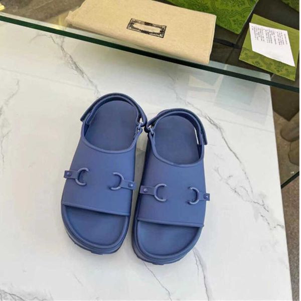 

horsebit flatform sandals luxury designer thick bottom scuffs beach summer slide anti slides dark blue non slip rubber sole slippers flip fl, Black