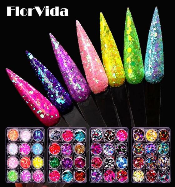 

nail art kits florvida 12pcs set glitter sequins holographic powder mixed flakes for nails design manicure decorations kit a dozen4474945