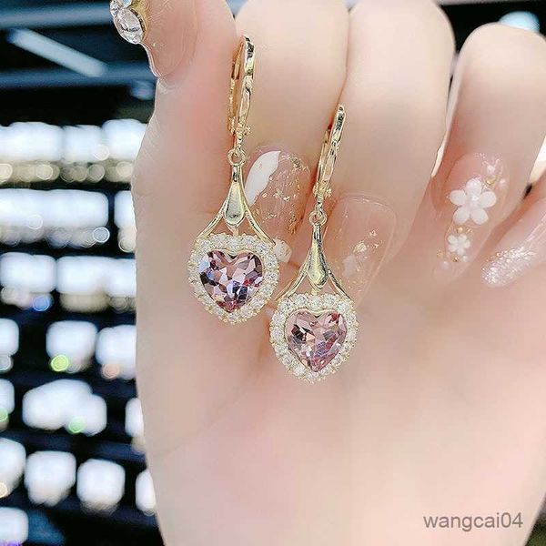 

charm fashion love crystal sapphire pendant earrings women luxury jewelry luxury woman earring party bridal engagement jewelry r230719, Golden
