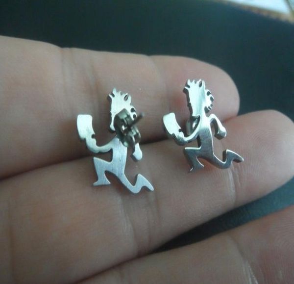 

10pairs selling performer hatchet man stainless steel hatchetman charms earring studs icp for xmas jewelry3598577, Golden;silver