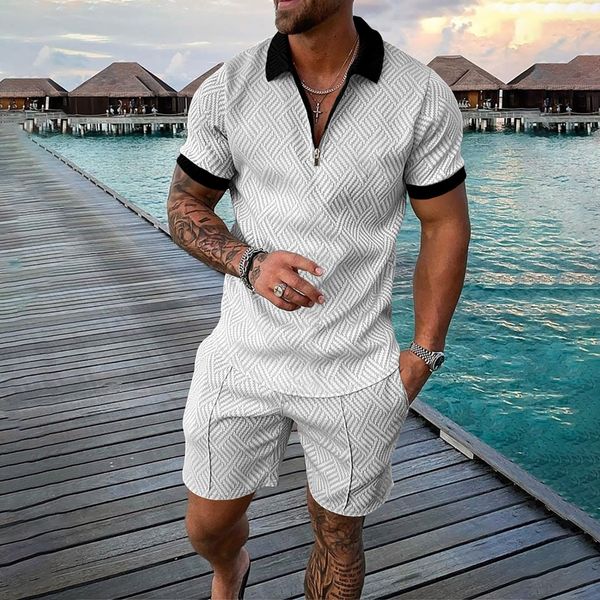 

men's polos hawaiian men polo shirts zipper turn down collar short sleeve tee shirt holiday vacation travel beach homewear male 230718, White;black
