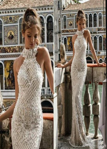 

julie vino spring 2020 mermaid wedding dresses halter neck lace bridal gowns with beads floor length appliques beach wedding dress7745279, White