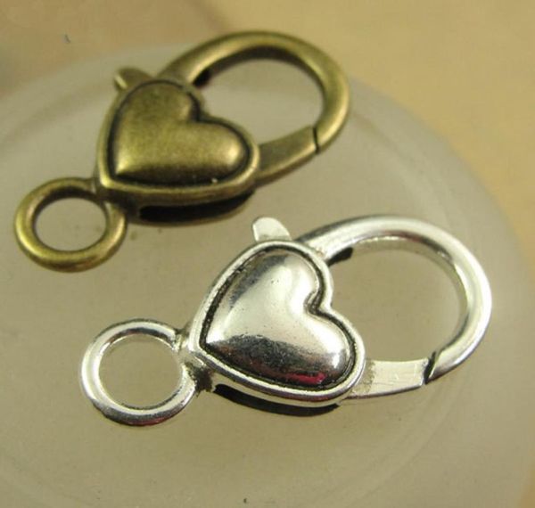 

120 pcs lot lobster clasps heart shaped antique bronze antique silver for option 26mmx14mm 1quotx48quot1196213
