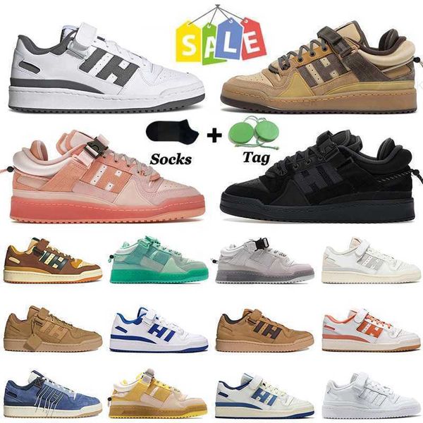 

2022 with socks forum low platform sneakers running casual shoes mens women bad bunny buckle brown pink easter designer bright blue og sport, Black