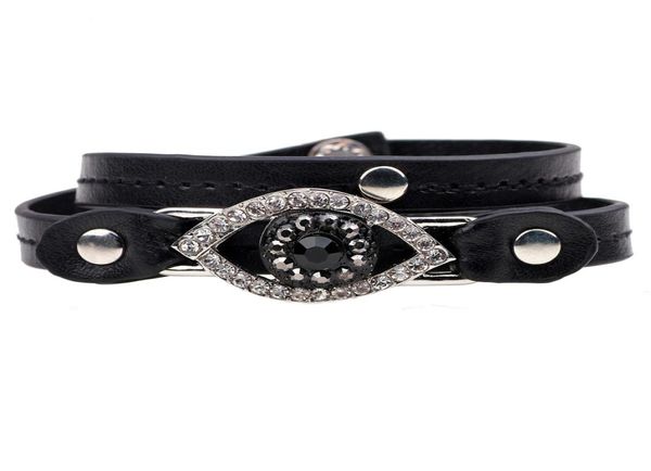 

pretty punk bracelet men vintage evil eye faux black leather weave bracelets jewelry for gift multilayer infinity bracelet6136514, Golden;silver