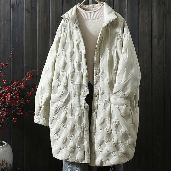 

women's down parkas in 2022 women's medium and long down jackets are warm and loose white duck down lightweight coats are popular, Black