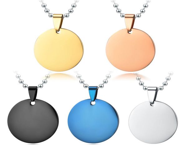 

round stainless steel pendant necklace metal blank designer necklaces creative gifts supplies with chain9256448, Silver