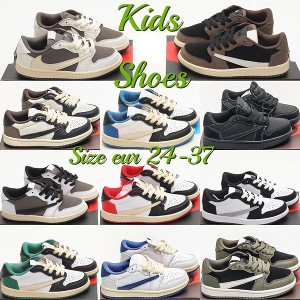 

kids shoes 1s 1 low basketball designer sneakers reverse mocha baby trainers youth boys kid shoe pine green toddler infants fragment black p