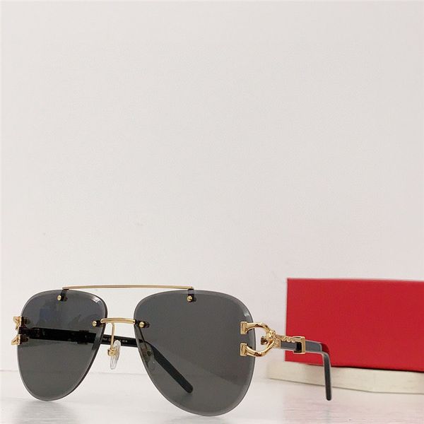 

new fashion design pilot sunglasses 0411s metal frame rimless cut lens animal temples simple style outdoor uv400 protection glasses, White;black