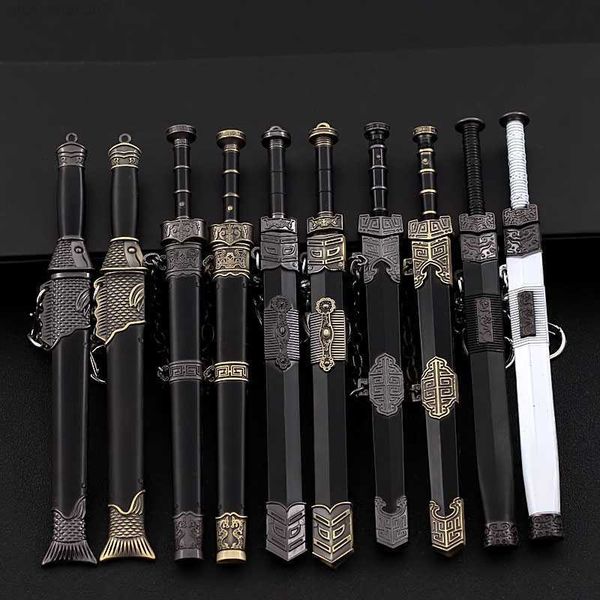 

key rings ancient china weapon first emperor of qin's sword kid gift toys game keychain weapon model katana samurai sword butterfly kni, Slivery;golden