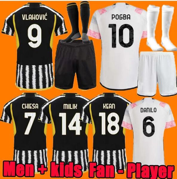 

23 24 home away soccer jerseys di maria vlahovic pogba locatelli chiesa mckennie arthur bonucci cuadrado 2024 juventus football shirt men ki, Black;yellow