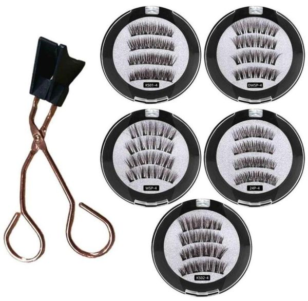 

false eyelashes 2 pair 4 magnetic natural with 3d6d magnets lashes mink eyelashe magnet lash eyelash curler3732494