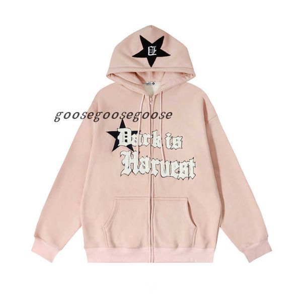 

men's hoodies sweatshirts y2k hooded sweatshirt hip hop five pointed star oversized hoodie men women 2023 new fashion casual punk loose, Black