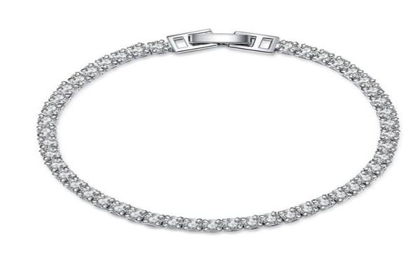 

luxury white gold silver color s925 bracelet on hand 3mm cz tennis bracelet bangle for women wedding fashion jewelry sl0169572598, Golden;silver