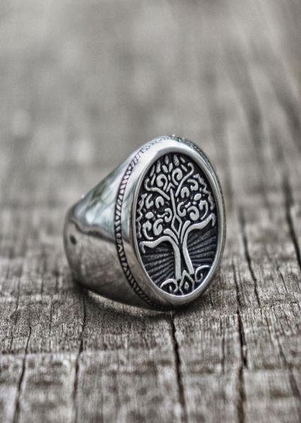 

316l stainless steel tree of life signet ring classic men fashion viking amulet rings nordic jewelry7159164, Silver