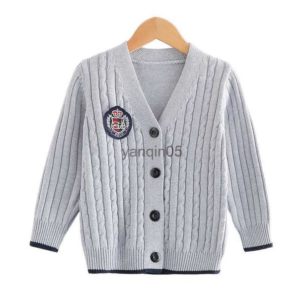 

pullover 2022 new spring autumn children's cardigan knitted cotton sweater boys and girls v-neck sweater loose coat 2-10y hkd230719, Blue