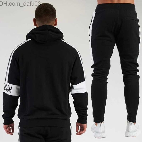 

men's tracksuits men's track and field clothing fashion men's clothing sports casual cotton embroidery patch work hoodie men&, Gray