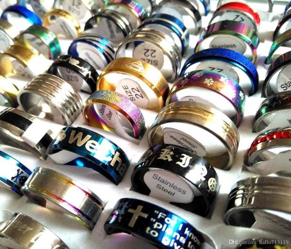 

fahmi jewelry 2021 whole 100pcs mix lot men women fashion stainless steel rings wedding band finger ring trendy jewelry1759062, Silver