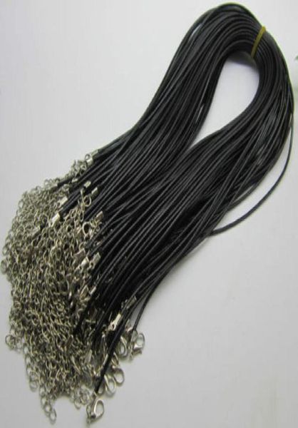 

1mm 15mm 2mm 3mm 100pcs black adjustable genuine real leather necklace cord for diy craft jewelry chain 18039039 with lobst7554721, White;red