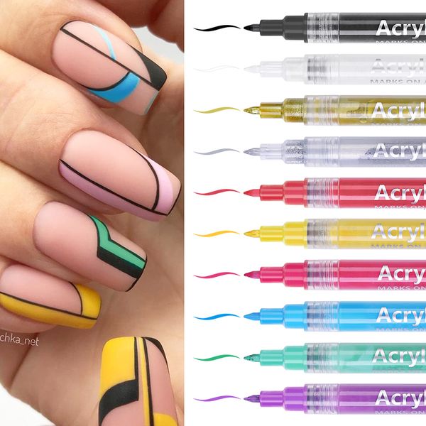 

nail polish 1 set of nail art drawing pen graffiti nail acrylic pen waterproof painting lining diy 3d abstract line nail art beauty tool 230