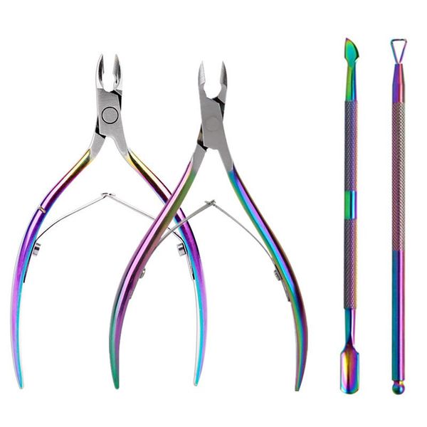 

stainless steel callus shavers, cuticle nipper and cuticle pusher dead skin cuticles clipper, uv gel remover manicure pedicure tools, Silver