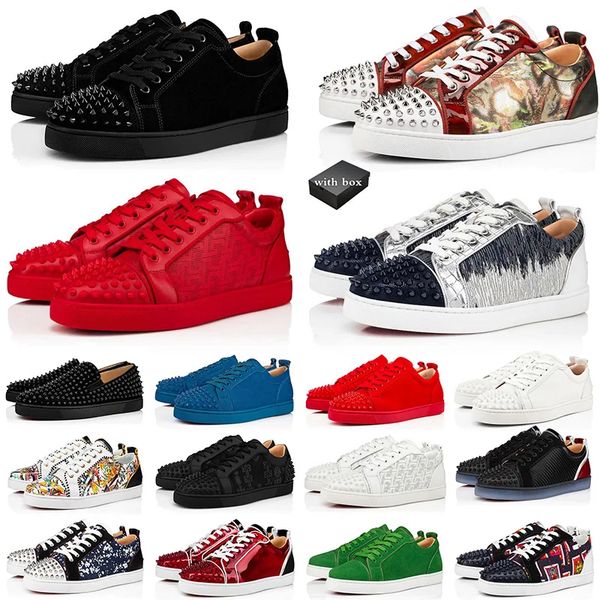 

with box men designer red bottoms platform dress shoes loafers rivets low studed designers shoe mens women red bottomes sneakers trainers eu, Black
