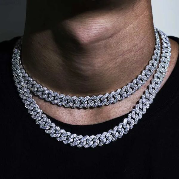 

hip hop jewelry moissanite cuban necklace ice out 925 sterling silver moissanite cuban link chain