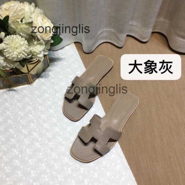 

shoes slipper versatile herm designer bear color summer sandal slippers women's oran matching leather one line for tourism wear flat bo