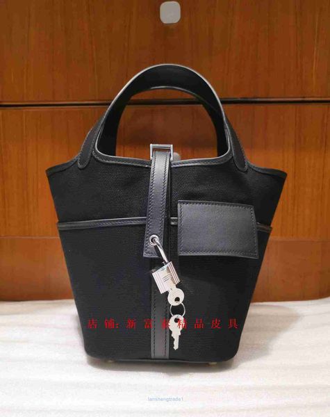 

original h ermes picotin lock bags for sale 2023 new home vegetable basket black 18cm women's bag canvas piece swift cowhide bucket han