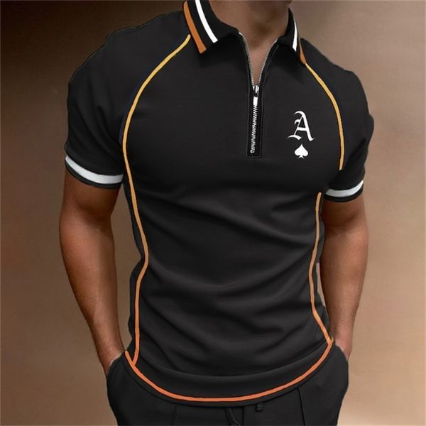 

mens polos summer fashion alphabet printed polo shirt with collar zipper ultra thin short sleeve casual breathable daily wear large 230718, White;black