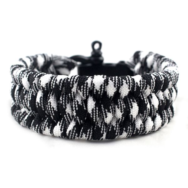 

outdoor survival colorful paracord braided bracelet stainless steel buckle cuff bracelets jewelry for gift, White