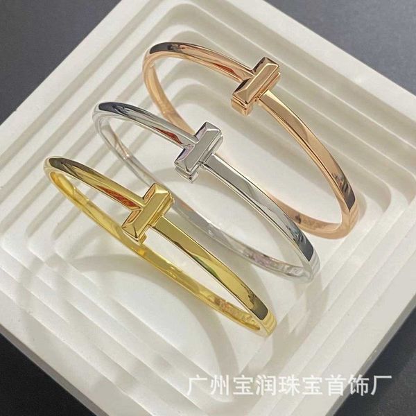 

tiffay t1 bracelet s925 sterling silver luxury fashion personalized versatile diamond half wide and narrow band gu4k gu4k, Black