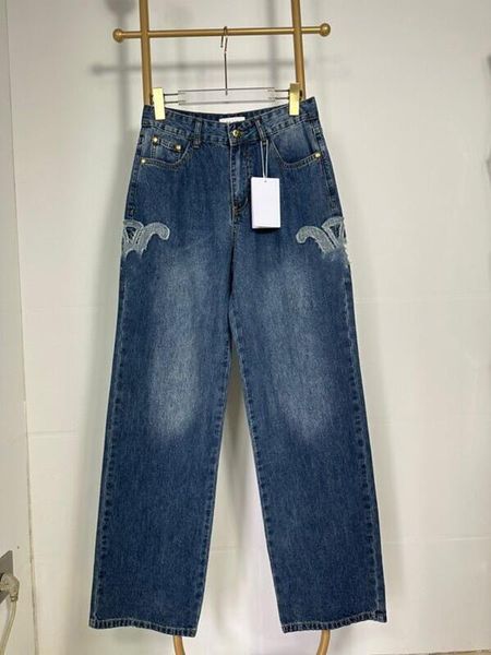 

2023 women's washed jeans selling designer brand women's wear pants fashion women's casual pants street dress blue denim pant