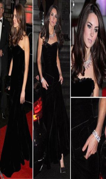 

kate middleton in black mermaid celebrity dressess sweetheart neck floor length red carpet velvet evening dress gowns prom dresses4435072