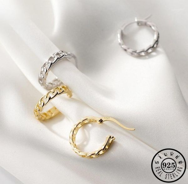 

hoop huggie 925 sterling silver round circle ear rings earings kpop chain type gold color plated hoops earrings fine jewelry for5411306, Golden;silver