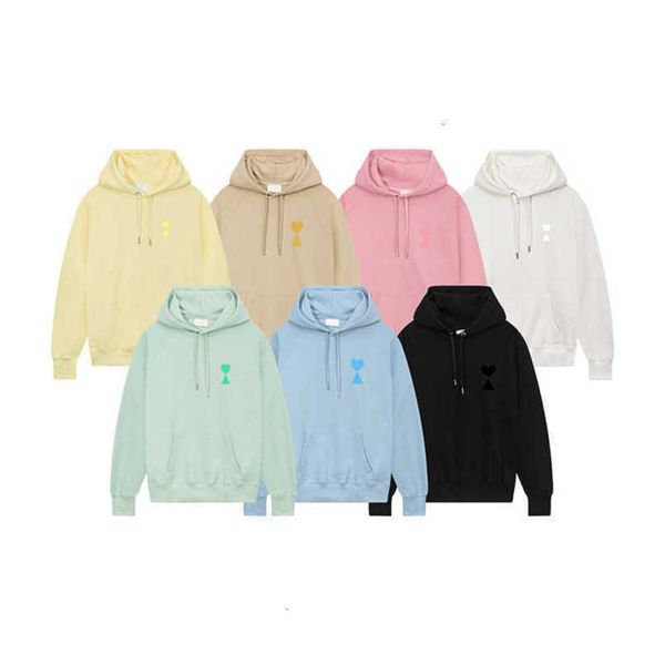 

luxury designer amis hoodie fashion men's a letter small red heart embroidery casual cotton women's clothing size s-xl xf30, Black