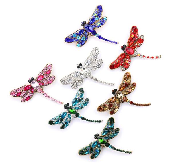 

jewelry brand arrival assorted colors large crystal dragonfly insect brooch pins fashion dress coat accessories jewelry4494811, White