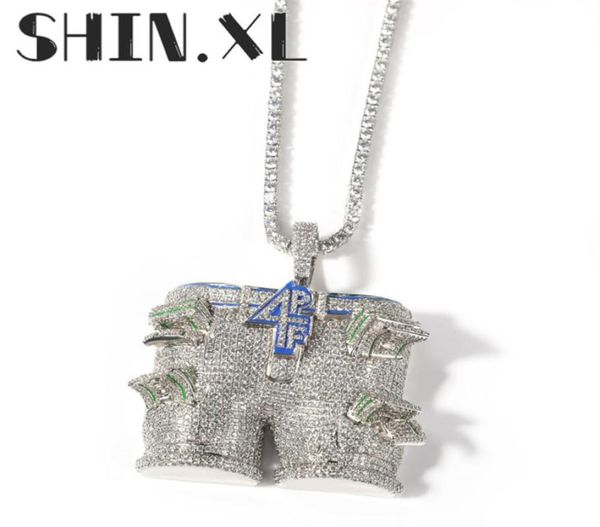 

iced out letter 4pf dollar pants pendant necklace gold silver plated mens hip hop jewelry gift2789390