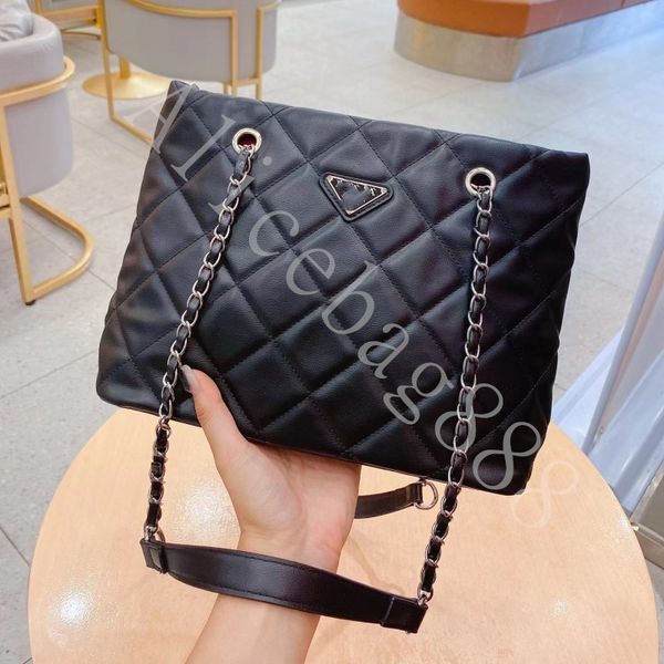 

p logo shoulder bags for women triangle brand double shoulder straps black color chain cross body bags large capacity pu leather dropshippin