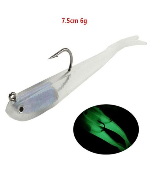 

75cm 6g bionic fish hook soft baits lures jigs single hooks luminous gray silicone fishing gear whole124990071