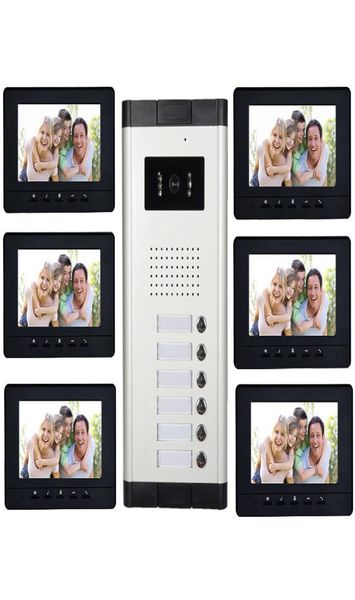 

7quot monitor 6 units apartment intercom system video door phone for 6 household7755297