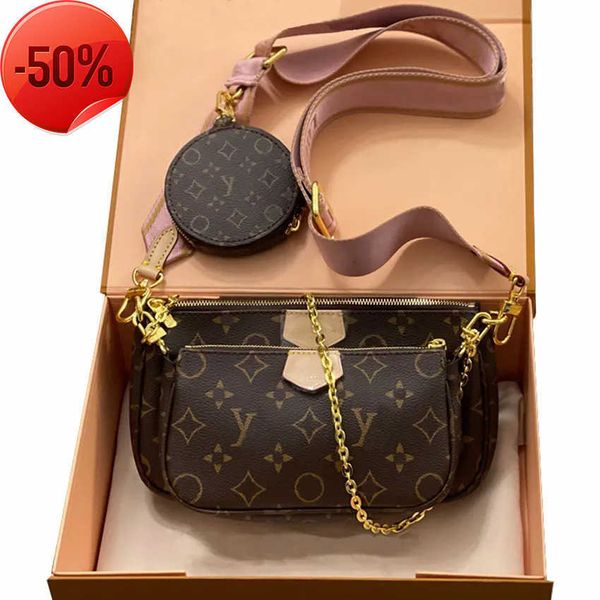 

designer bags old flower brown three in one shoulder bag seven color strap clutch combo embossed fashion luxury multi pochette womens mes