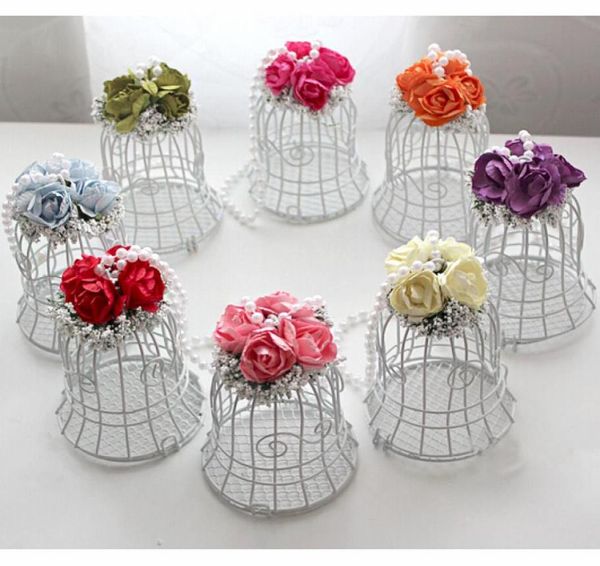 

2021 wedding favor boxes white metal bell birdcage shaped with flowers party gift boxes supplies candy boxes for gues8219638