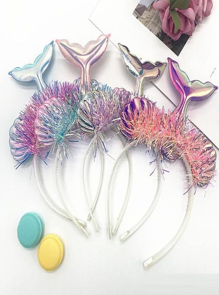 

baby mermaid hair sticks cartoon sequin headbands designer exquisite headband baby girl fish tail hair accessories5541422, Slivery;white