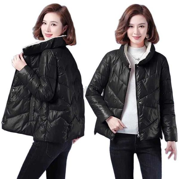 

women's down parkas autumn winter bright face padded jackets women short coat loose stand-up collar fashion new black down cotton jacke